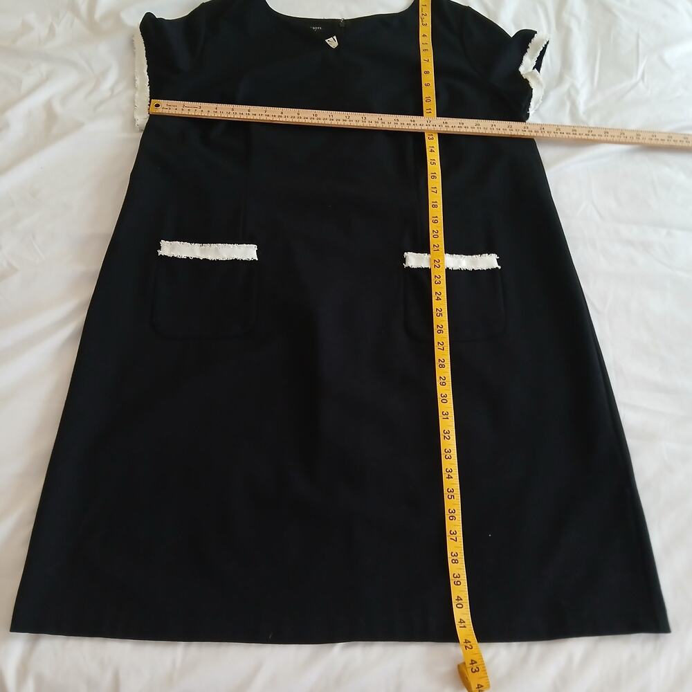 Talbots Shift Dress Women 20W Black White Fringe Trim Ponte Career Mod Retro NWT - Picture 10 of 14